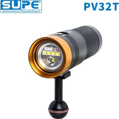 SUPE Scubalamp PV32T 3000Lumens White Red Blue Pink Spot Light Underwater Video Light Scuba Diving Light Photography Focus Light
