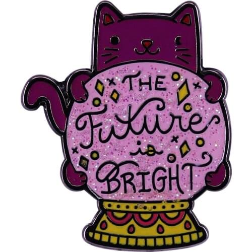 Magic Crystal Ball Pin Badge The fortune teller cat reminds u that even though sometimes life can be hard, the future is bright