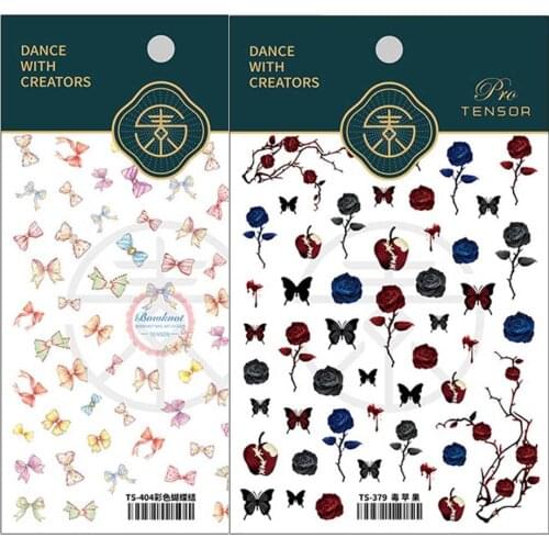 Japanese 5D Thin Hard Nail Art Stickers Matte Thin Transparent Nail Art Stickers Flower Bownot Nail Art Stickers