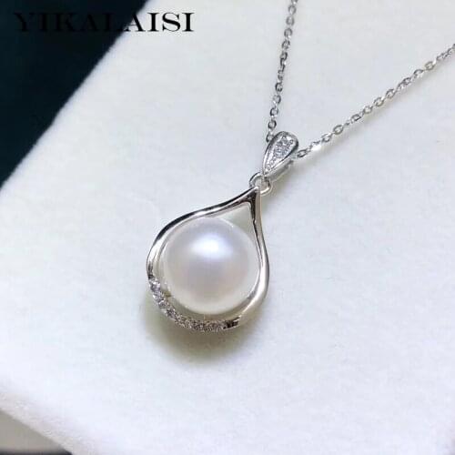 YIKALAISI 925 Sterling Silver Fine Pendants Jewelry For Women 9-10mm Natural Freshwater Pearl Pendants Necklaces Wholesale