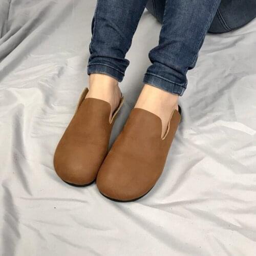 Women Genuine Leather Slippers High Quality Handmade Retro Flip Flops Women Beach Shoes Solid Casual Ladies Slippers Shoes