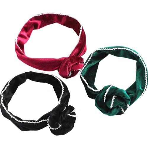 Gold Velvet New Elastic Cross-Ended Hair with Headband Stretch Wide Blessing Womens Cloth Leather Pine Hair Accessories