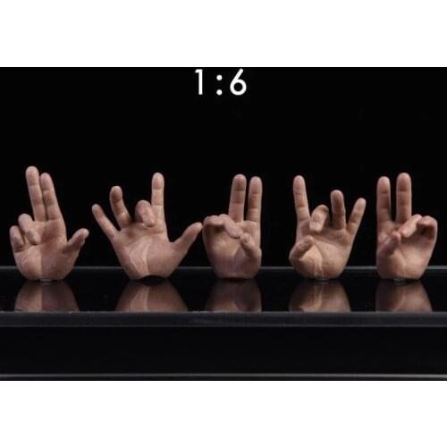 1/6 NRTOYS NR14 5PCS Male Golden Finger Hands Model Toy Fit 12'' Action Figure Body