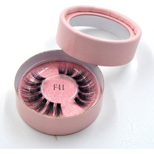 1 pair individual 3D mink lashes natural long invisible thin band fake wending eyelashes curl soft extension pink Round box F41