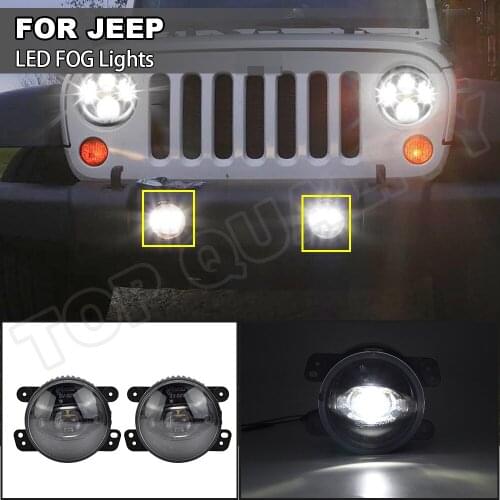 10W Car Front LED DRL+Fog Lights Driving Daytime Ruuning Fog Lamp For Jeep Grand Cherokee Charger 14-15 Wrangler Dodge Journey