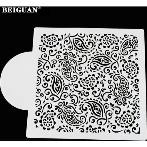 15x19cm Wedding cake stencil New Brand Paisley Cake Fondant Cupcake Decorating Baking Cupcake Templates Stencil