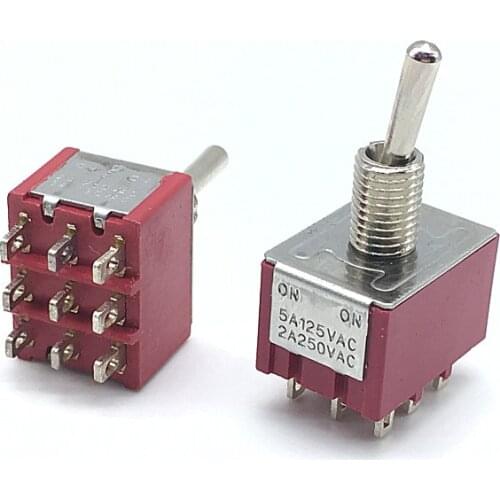 2PC MTS-302 303Toggle Switch 3PDT 9 Pin ON ON 2 Position Rocker Switch 3 Position ON OFF ON 2A 250VAC/5A 125VAC Locking Type