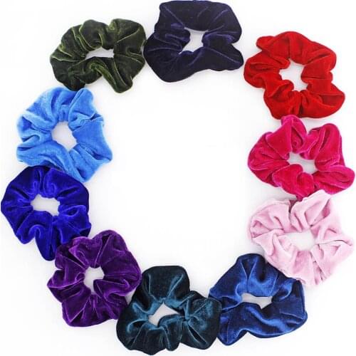 21 Colors Vintage Hair Scrunchies Velvet Scrunchie Women Elastic Hair Bands Girls Ponytail Holder Hair Ties Hair Accessories
