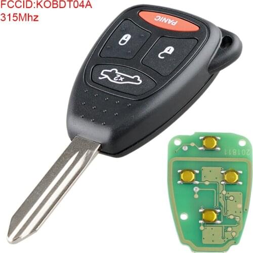 315MHz 3+1 Buttons Remote key shell case replacement Uncut Ignition Transponder Keyless Fob Combo KOBDT04A Fit for Dodge