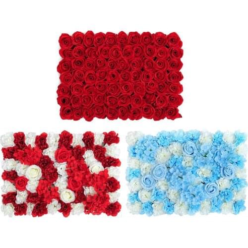 60x40cm Artificial Flowers DIY Wedding Decoration Flower Wall Panels Silk Rose Flower Pink Romantic Wedding Backdrop Decor