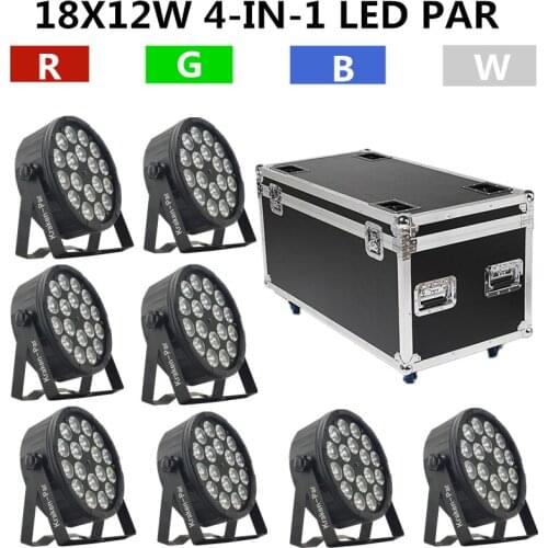 8PCS/18X12W RGBW LED PAR +Flight Case disco light dmx LED wash light stage professional dj equipment