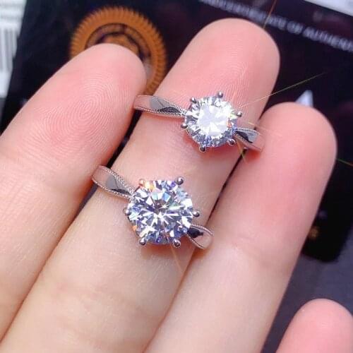 925 Sterling Silver Ring 1ct Carat D Color Single Row Moissanite Ring Jewelry Moissanite Anniversary Ring