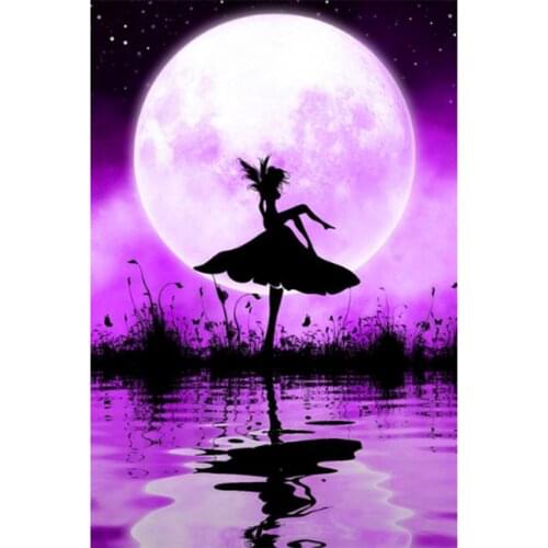 5D DIY Diamond Painting Under the Moon "Butterfly Fairy" Dancing Picture Square Round Diamond Mosaic Cross Stitch Kit WG2429