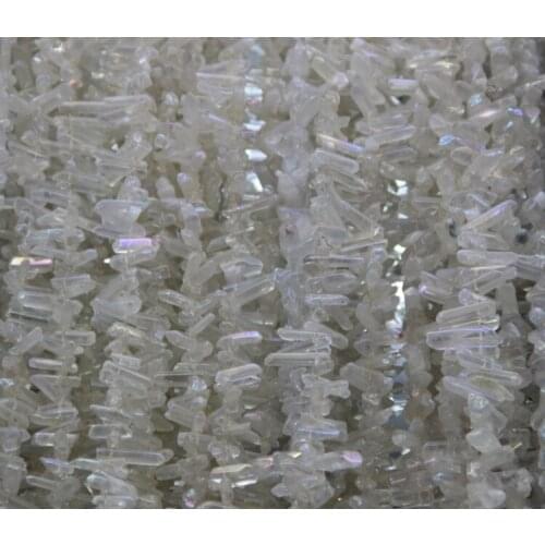 White AB Crystal Mystic Titanium Crystal Point Pendants Finished AB Color Crystal Pillar Tusk Shape Rock Crystal Pendant Beads