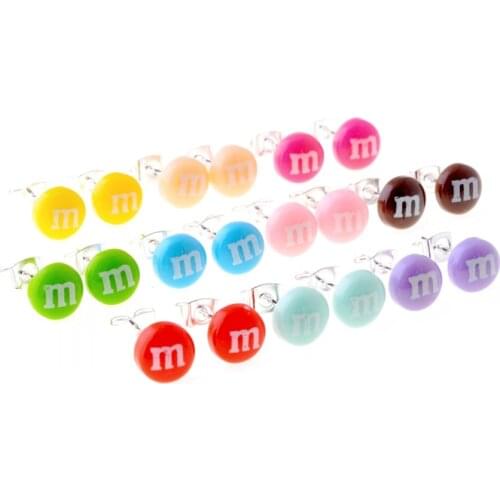 Free Shipping 10pcs( 5pairs ) Candy Letter M Resin Earring Post Cute Sweet Gift b0028