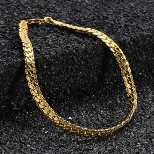 Punk Style Curb Flat Chain Bracelet Hiphop Snake Bone Bracelet Bangle For Men Jewelry Gift Homme Bijoux bisuteria