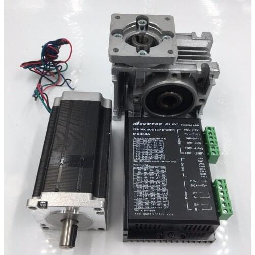 Worm Geared Nema23 27Nm Stepper Motor Ratio 15:1 L112mm 4.2A 2ph Speed Reducer+ Driver Kit for DIY CNC Machine