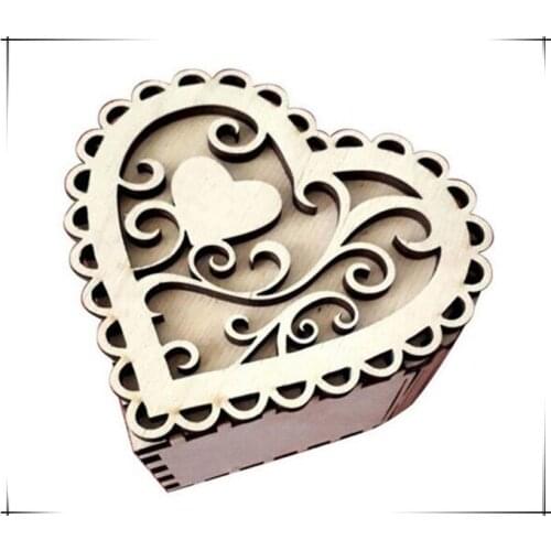 EASONOV heart-shaped wooden storage box jewelry earrings ring storage box wedding box