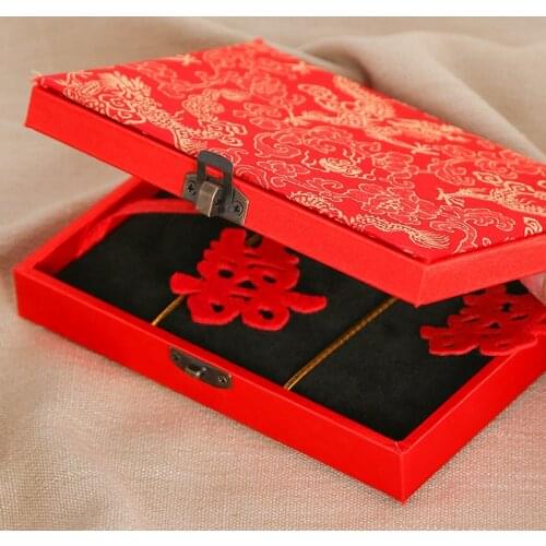 Marriage certificate box knot hair bottle red commemorative collection wooden storage box