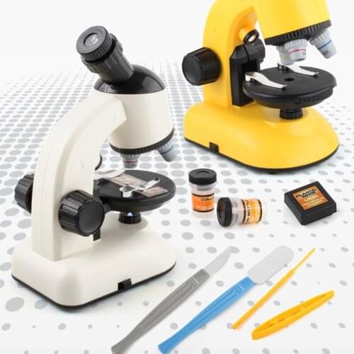 Children Biological Microscope Kit LED 100X-400X-1200X Home School Science Toy U7EE