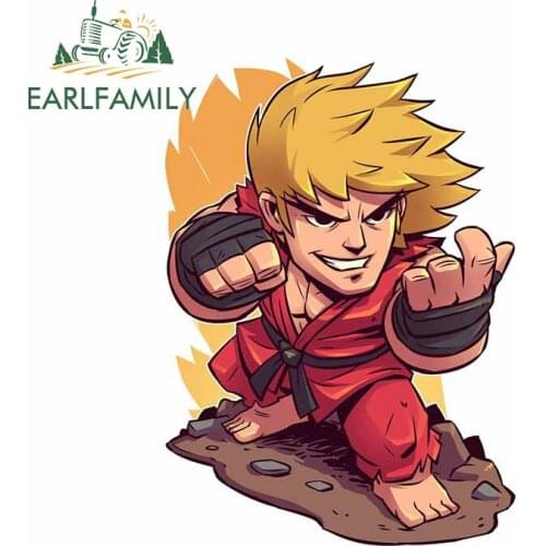 EARLFAMILY 13cm x 9.5cm for Arcade Anime Ken Vinyl Car Stickers Waterproof Window Trunk Decal Occlusion Scratch Decoration