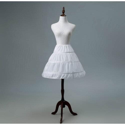3 hoop Tulle Lace petticoat For Performance Party White Petticoat Girl Princess Half-Length Long Skirt Prom Dress Jupon