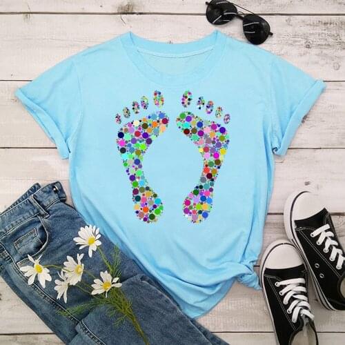 Foot Women Summer Print Lady T-shirts Top T Shirt Ladies Womens Graphic Female Tee T-Shirt TX8912