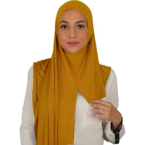 New Women Jersey Hijabs Long Good Stitching Shawls With Hoop Free Use Hijabs 175*75cm