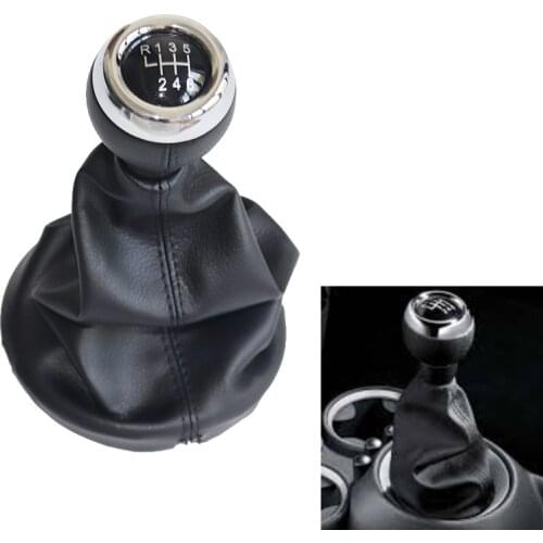 Chrome & Leather Car Shift Gear Knob Lever Gaitor Boot Cover Frame Manual For Mini Cooper R55 R57 R58 R59 R60 R61