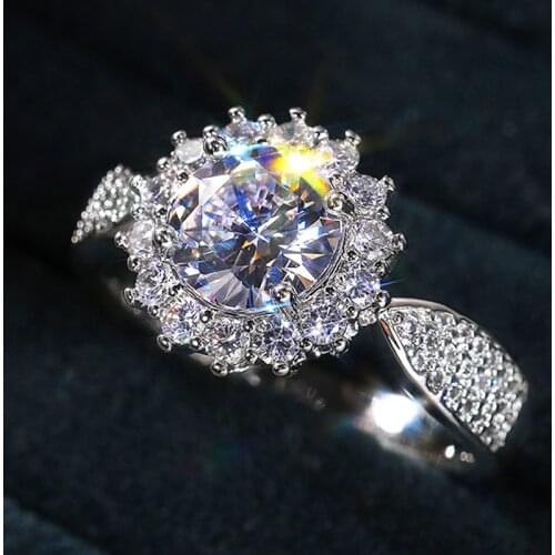 Huitan Gorgeous CZ Wedding Rings for Women AAA Round Cubic Zirconia Brilliant Bridal Marriage Ring Trendy Jewelry Drop Shipping