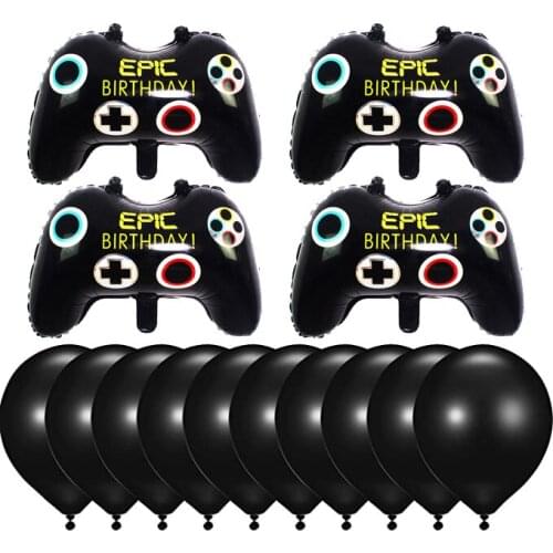 14Pcs/set Game Birthday Balloons Black Latex Ballon Gamepad Helium Balloon for Video Game Theme Party Decor Kids Globos Toy