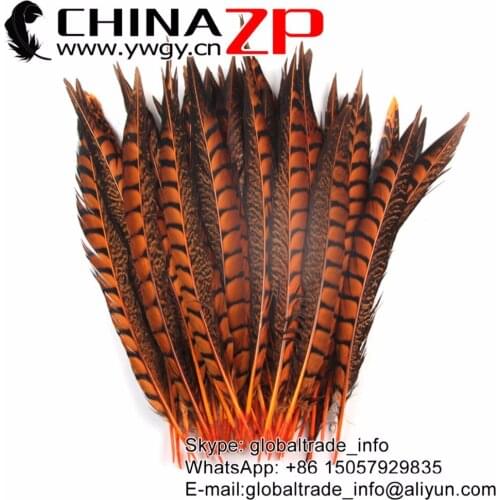 China Trading Manufacturer CHINAZP Feathers 30 to 35cm Small Size Orange Dyed Lady Amherst Pheasant Feathers For Sale