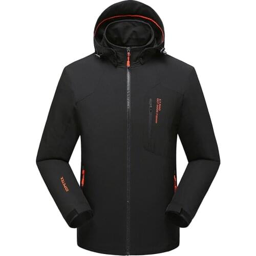 Autumn winter mens large size outdoor camping mountain windproof waterproof breathable jacket soft shell hooded sportswear coat