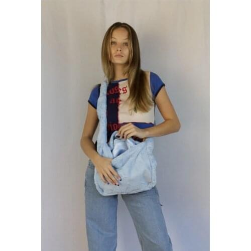 Women NEW Lamb Like Fabric Shoulder Tote Canvas Fluffy Fur Messenger Bags Handbags Y2K Hot E-Girls Girls Cute School Bag