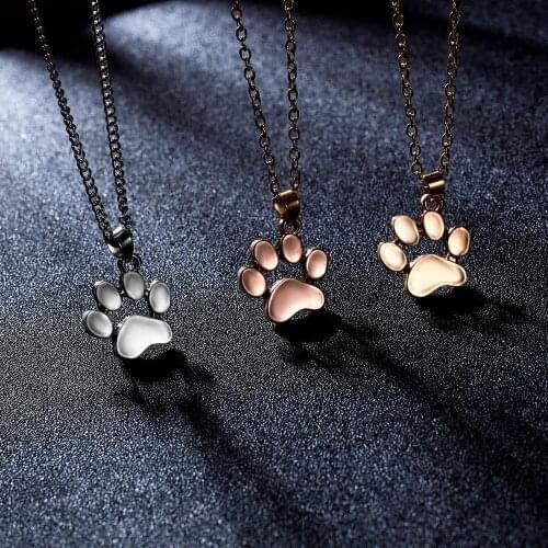 1PC Silver Color Gold Rose Gold Alloy Lovely Animal Paw Footprint Necklace Pendant Dog Cat Necklace For Women Fashion Jewelry