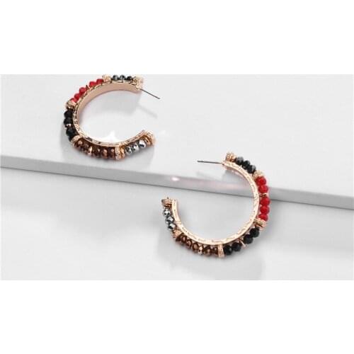 Colorful Beads Cluster Charms C Sharp Round Hoop Earrings Gorgeous Jewelry