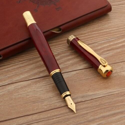 High Quality Metal Pimio Fountain Pen red Golden Ink Pens School Student Office Gifts Stationery