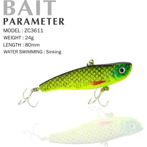 Fishing Lure 80mm/24g Sinking Manual Production Hard Bait VIB Quality Professional Minnow Crankbait 3D Eyes Sharp Hooks