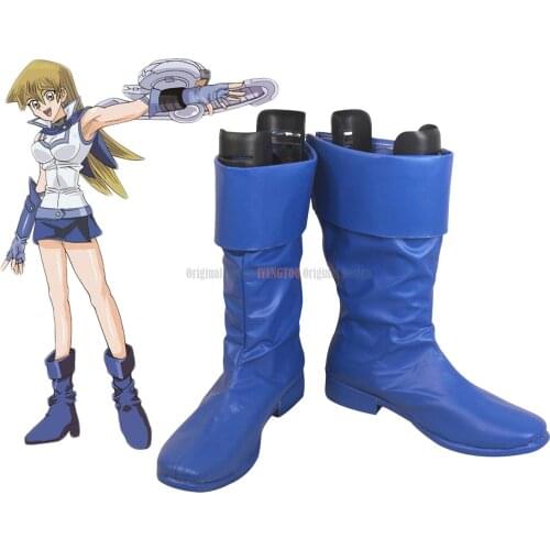 Yu-Gi-Oh Alexis Rhodes Cosplay Boots Asuka Tenjoin Cosplay Blue Shoes Custom Made Any Size for Boys and Girls
