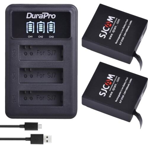 SJ7 Star Battery 1000mAh Original SJCAM SJ7 Star Battery + LED 3-Slots USB Charger for SJCam SJ7 Action Cameras