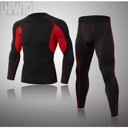 Thermal underwear long johns men tracksuit outdoor sports fleece warm breathable elasticity quick-drying thermo tops pants set