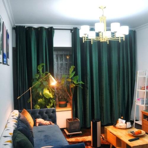 Vintage Luxury Italian Wool Curtains for Living Room Bedroom High Grade Pure Velvet Blackout Royal Green Curtain Flannel Fabric