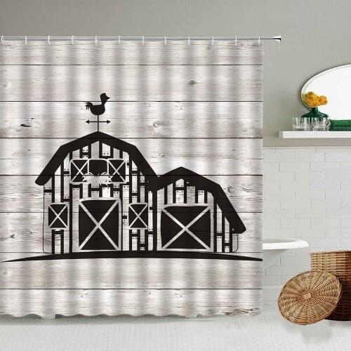 American Country Farmhouse Shower Curtain Retro Old Wooden Board Daily Necessities Bathroom Waterproof Curtains Machine Washable