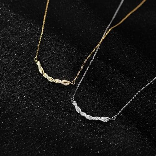 MloveAcc Fashion Silver Necklace 925 Sterling Silver Twisted Knot Pendant Necklace with Cubic Zirconia for Women Korean Design