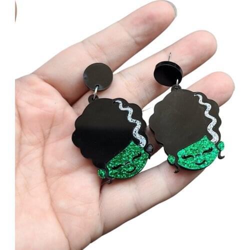 ZiccoWong Halloween Scary Ghost Devil Girl Eardrop Earring For Women Girls Acrylic Funny Pumpkin Drop Earring Party Jewelry