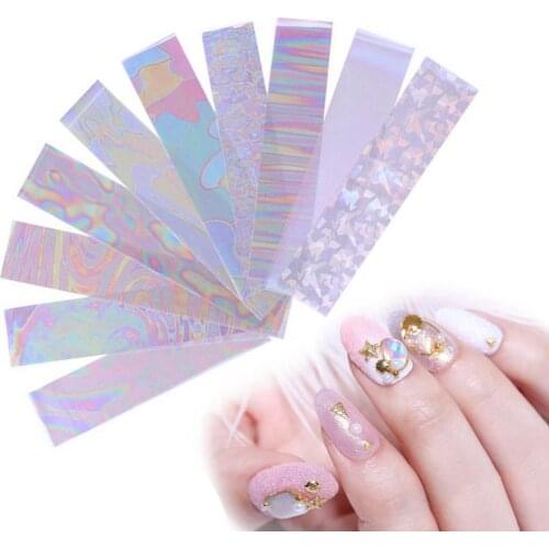 10Rolls Sparkly UV Gel Nail Art Transfer Foil Stickers Decals DIY Manicure Decor