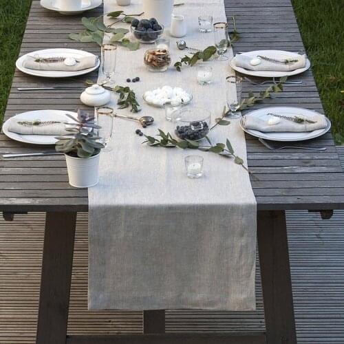 100% France Linen Flax Pure Gray Table Runner For Wedding Decoration Festival Party Catering Hotel Banquet Track on The Table