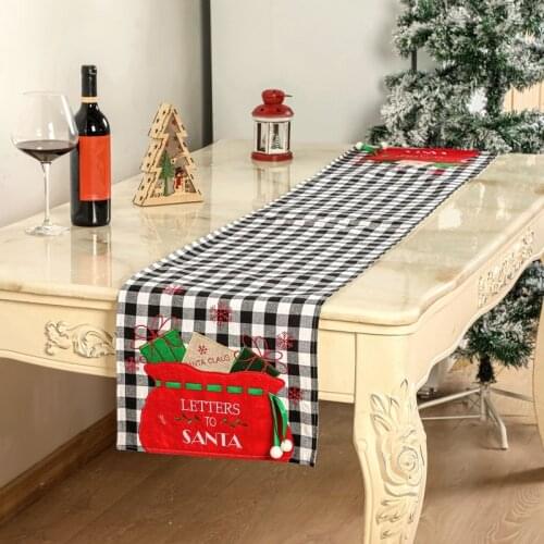 2 Pcs Buffalo Check Christmas Table Runner For Farmhouse Holiday Parties Table Decorations Letters To Santa
