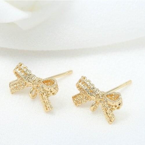 4PCS Accessories Earrings Jewelry Making High Quality Brass Metal with 14K Gold Plated Bow Earrings Hooks DIY Jewellery Findings