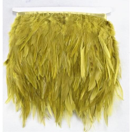 5M 10Meter ArmyGreen Colored Saddle Rooster Feather Fringe Trim10-15CM Pheasant Feathers for Crafts Decoration Ribbon DIY Plumes